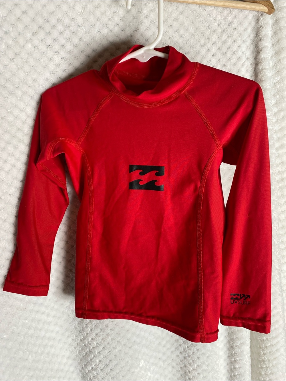 Billabong Kids Red Long Sleeve Surf Rashguard with Black Logo